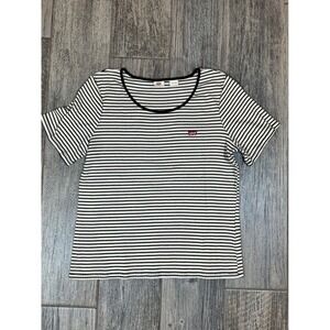 Levi's‎ Womens Striped T Shirt Black Cream Casual Top Size 2X